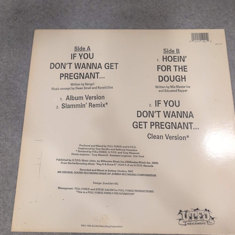 UTFO If You Don't Want To Get Pregnant 12" Vinyl Single 1990 1402-1-JD Hip‎ Hop - Picture 2 of 4